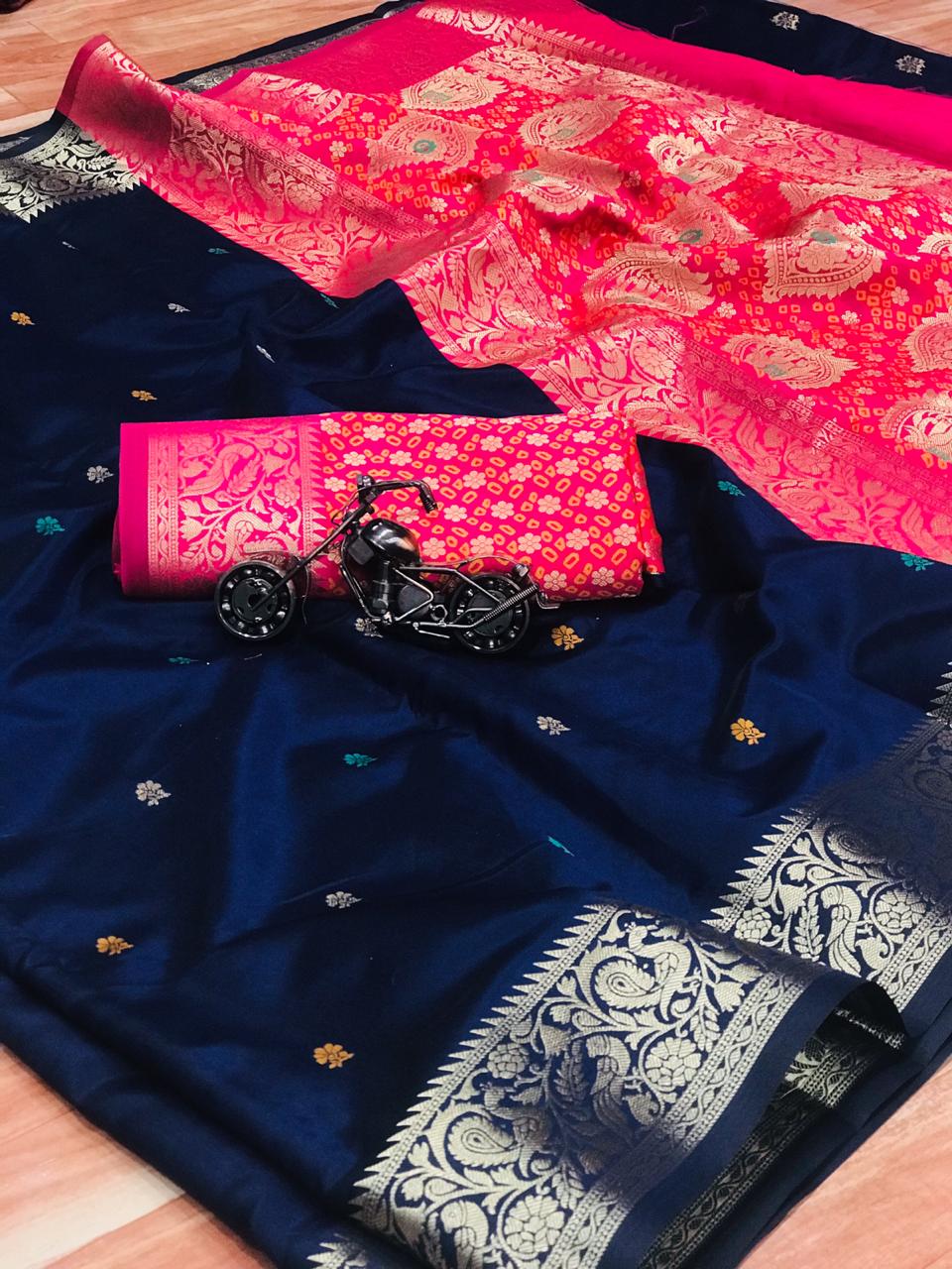 Soft banarasi silk saree with zari work