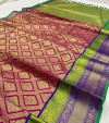 Magenta color soft kanchipuram silk saree with zari weaving work
