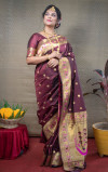 Coffee color soft kanchipuram silk saree with golden zari weaving work