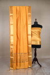 Yellow color assam silk saree with zari weaving pallu