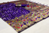 Violet color paithani silk saree with golden zari  weaving work