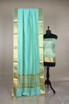 Sea green color assam silk saree with zari weaving pallu
