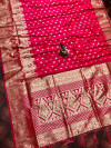 Gajari color soft banarasi silk saree with zari weaving pallu