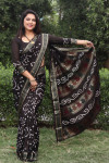 Black color pure bandhej silk saree zari weaving rich pallu