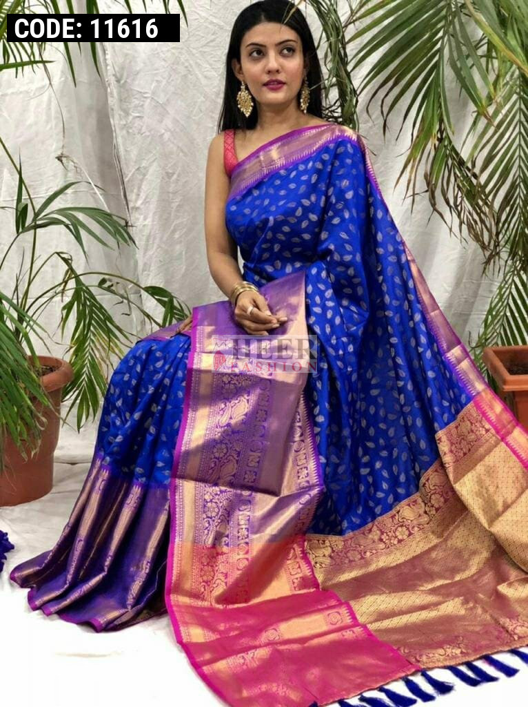 Royal Designer Magenta Saree with Golden Border