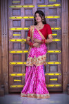 Pink color banglori silk saree with printed and sequence work