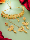 gold-plated necklace & earrings with mangtika jewellery set