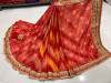 Red color banglori silk saree with printed and sequence work