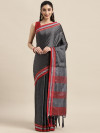 Gray color cotton silk saree with zari woven work