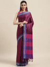 Light magenta color cotton silk saree with zari woven work