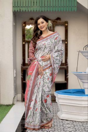 Buy Leaf Applique Saree Online | Resham Saree | Different Colours Available  – Putul's Fashion