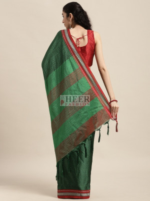 Invaluable Dark Green Soft Silk Saree With Desiring Blouse Piece –  LajreeDesigner