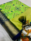 Parrot green color soft banarasi patola saree