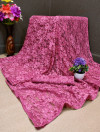 pink color raffal jacquard weaving sareee