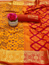 Orange color banarasi silk weaving patola saree