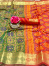 Green color banarasi silk weaving patola saree