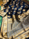 Navy blue color kanchipuram silk handloom saree