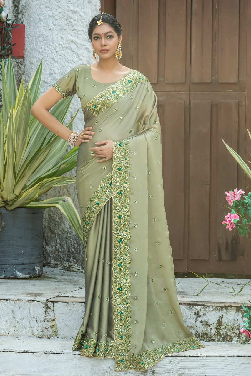 New Dry Green Color Party Wear Salwar Suits India