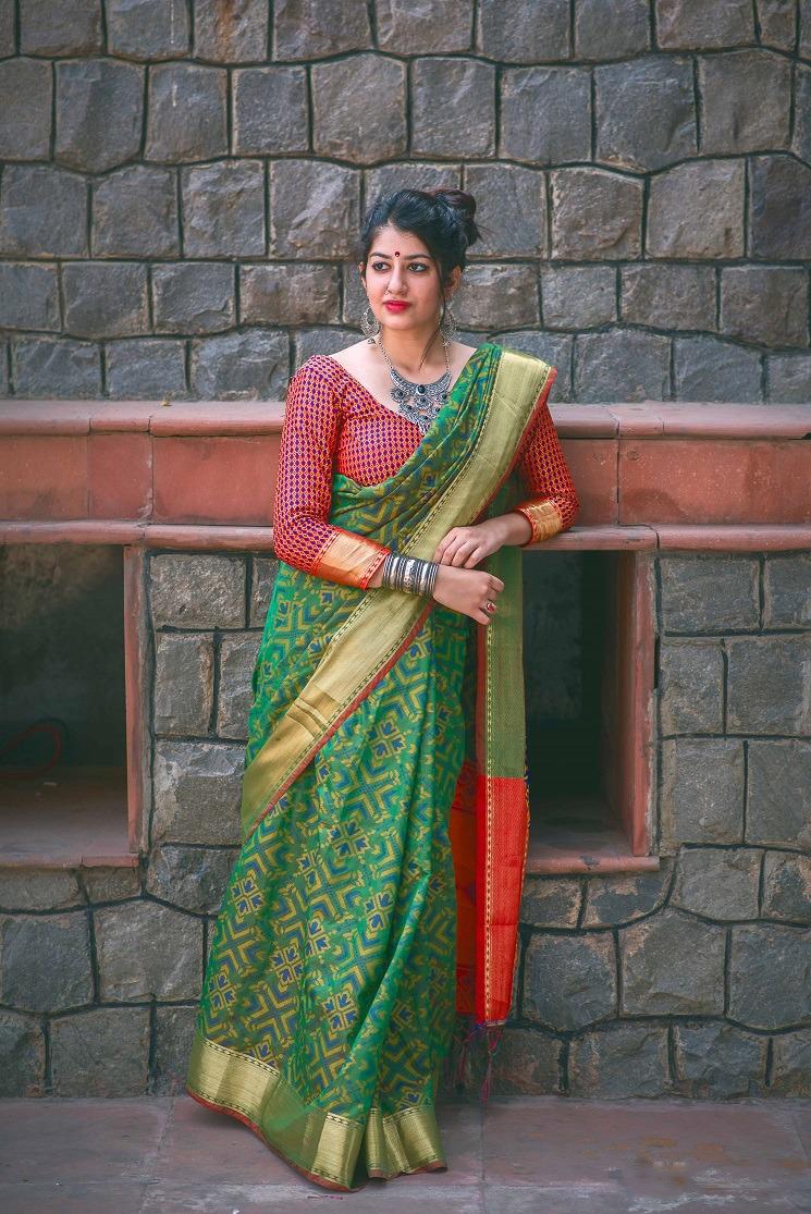 Pink color Banarasi silk weaving Patola saree
