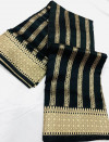 Black color soft banarasi silk saree with golden zari weaving work