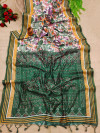Dark green color mulmul cotton saree with beautiful print