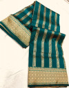 Rama green color soft banarasi silk saree with golden zari weaving work