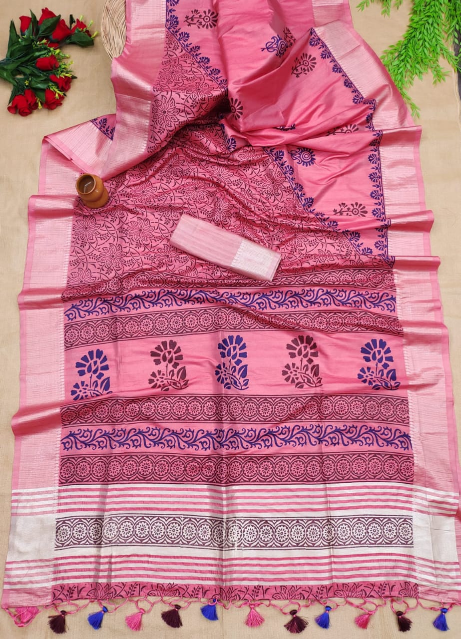 Gajari color soft mulberry silk saree with zari woven border