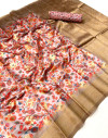 Multi color jacquard saree with digital printed work