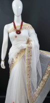 White color doriya saree with gota patti design
