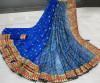 Sky blue color georgette saree with bandhej printed work