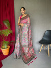 Pink color soft cotton saree with kalamkari printed work
