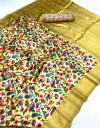 Multi color jacquard saree with digital printed work