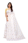 White color pure Satin silk saree
