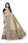 Cream color banglori handloom Raw Silk saree with weaving work