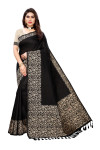 Black color banglori handloom Raw Silk saree with weaving work