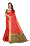 Red color banarasi patola silk saree with weaving work