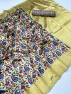 Multi color jacquard saree with digital printed work
