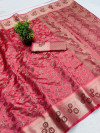 Gajari color soft cotton saree with zari weaving work