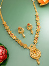 Floral Embossed Golden Necklace Set