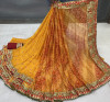 Yellow color georgette saree with bandhej printed work