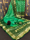 Sea green and green color soft art silk saree with zari weaving work