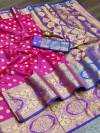 Pink color banarasi silk saree with zari woven work