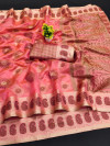 Gajari color organza silk saree with zari weaving work