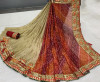 Multicolor georgette silk saree with bandhej printed work
