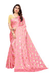 Baby pink color pure Satin silk saree