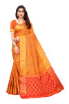 Yellow color patola silk saree with weaving work