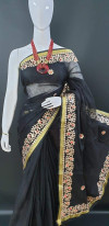 Black color doriya saree with gota patti design
