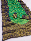 Sea reen and royal blue color art silk saree with zari weaving work