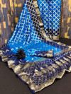 Blue and royal blue color soft art silk saree with zari weaving work