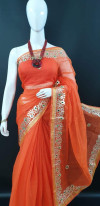 Orange color kota doriya saree with gota patti design